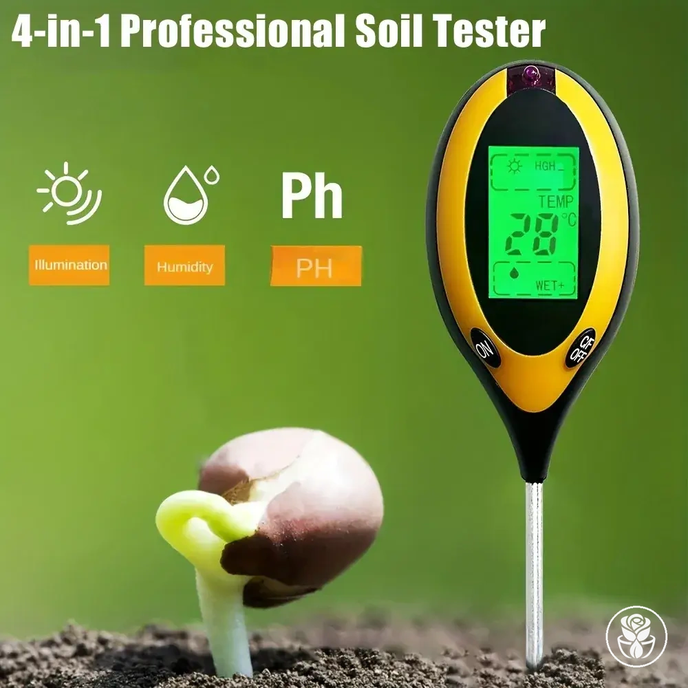 Four-in-one soil PH tester for moisture, fertility, temperature, and light