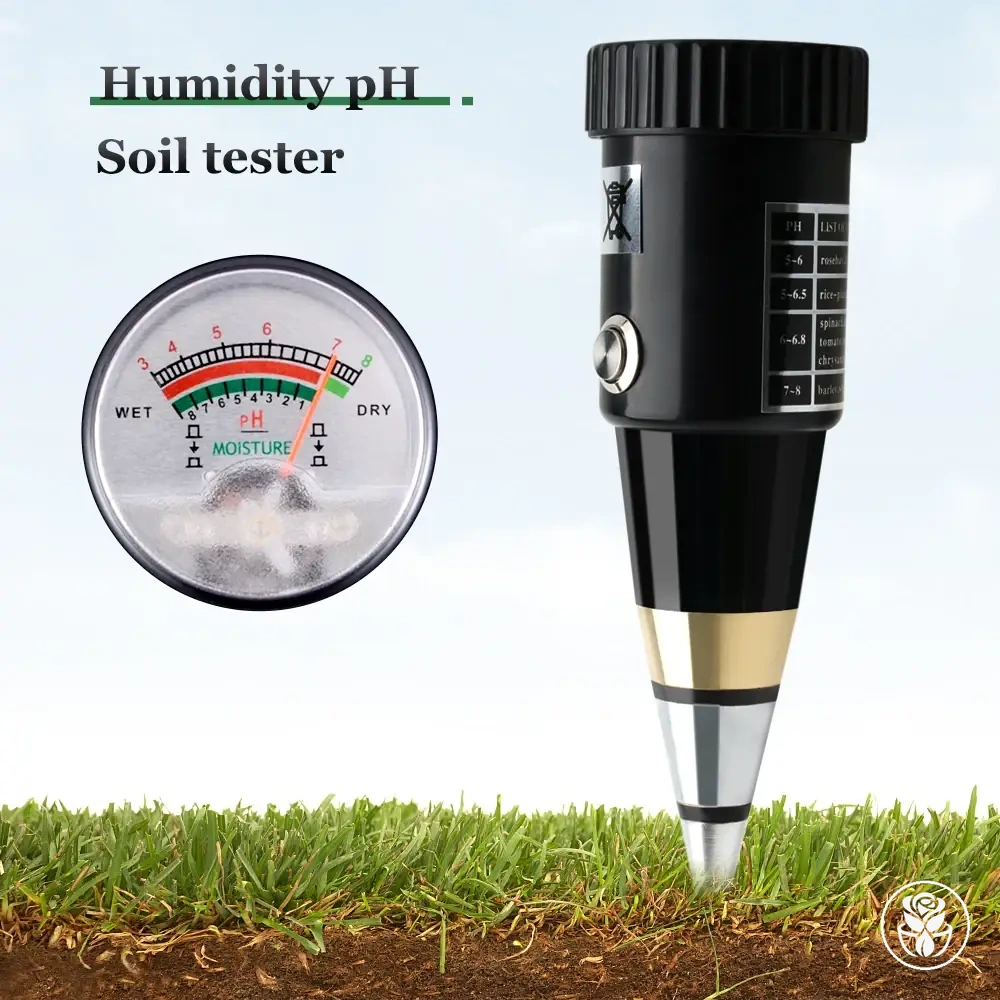 Soil moisture and PH meter with pointer display for garden plants