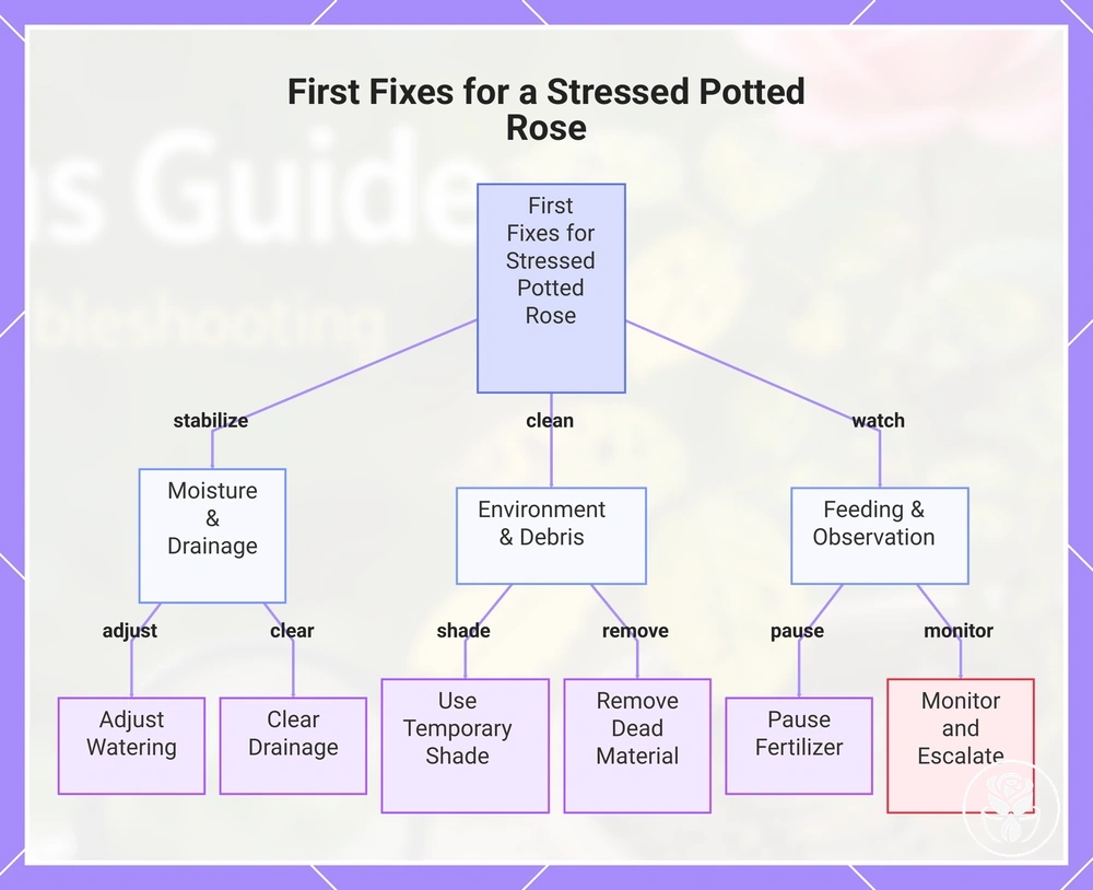First Fixes for a Stressed Potted Rose