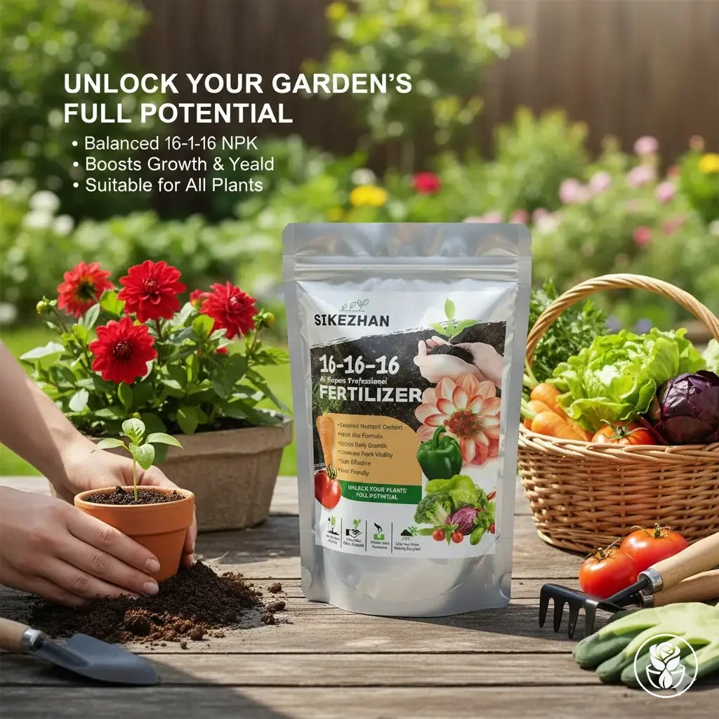 Fertilizante NPK 16-16-16 para flores, hortalizas, césped y frutales