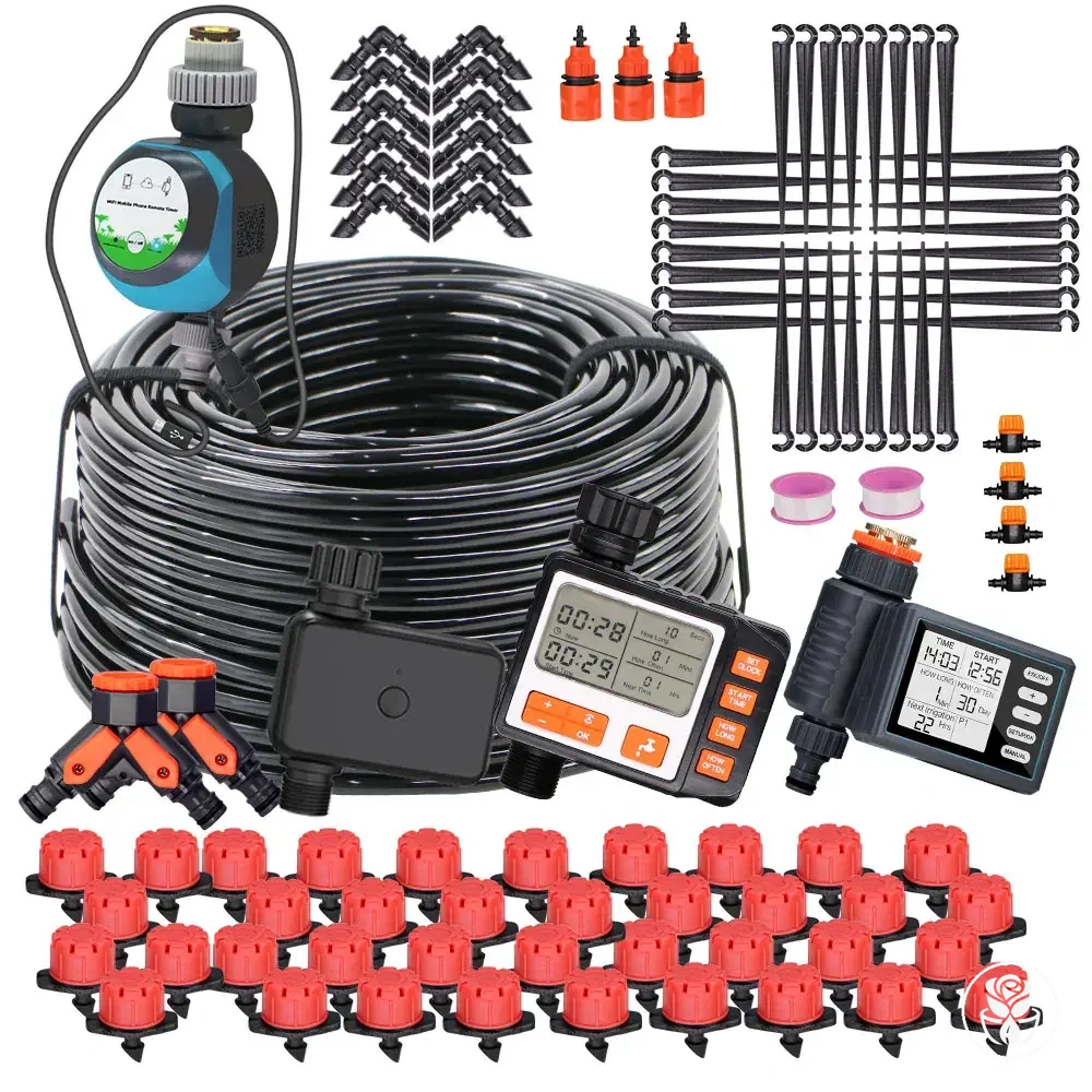 Kit de goteros ajustables con manguera para riego de jardín e invernadero