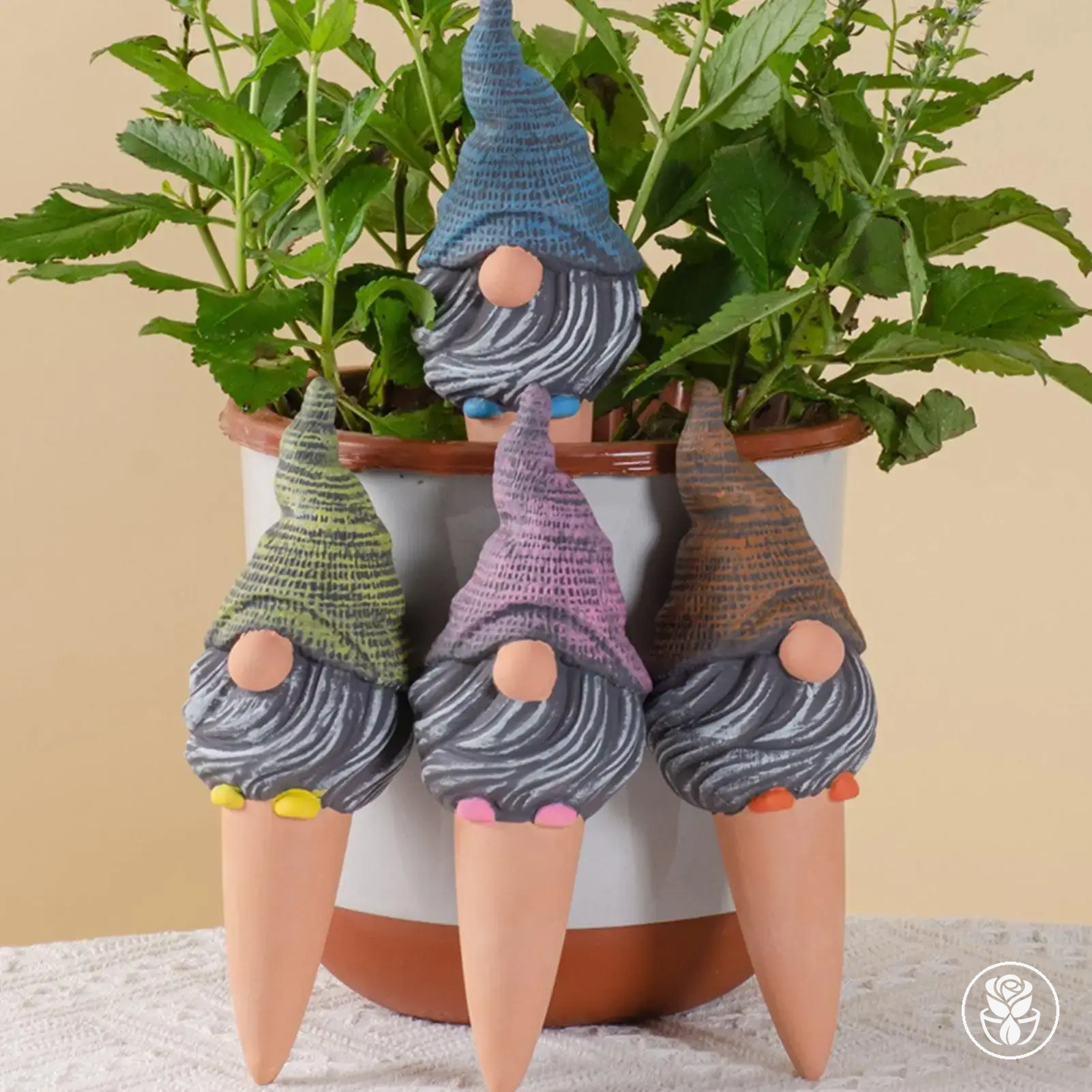 Cono de riego con forma de gnomo para plantas en maceta