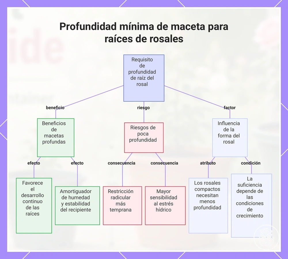 Profundidad mínima de maceta para raíces de rosales
