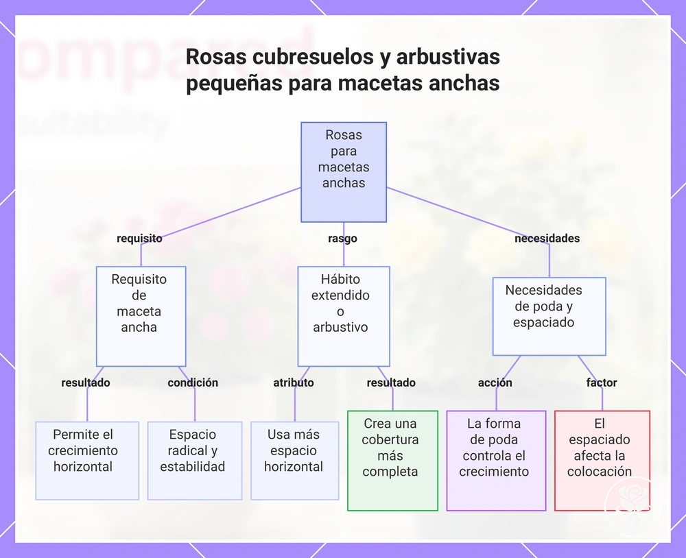 Rosas cubresuelos y arbustivas pequeñas para macetas anchas