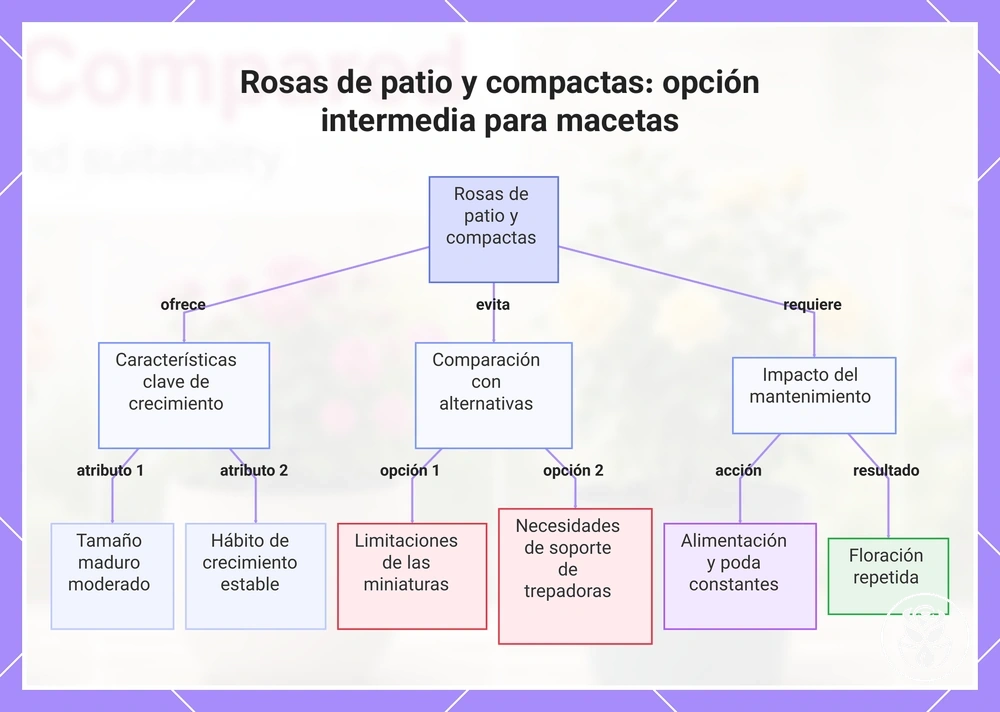 Rosas de patio y compactas: opción intermedia para macetas