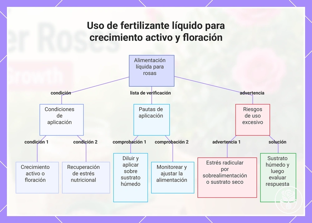 Uso de fertilizante líquido para crecimiento activo y floración