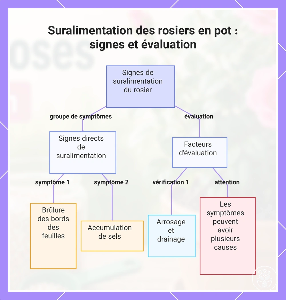 Suralimentation des rosiers en pot : signes et évaluation