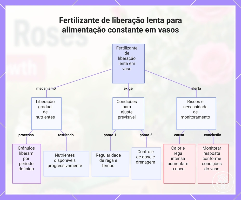 Fertilizante de liberação lenta para alimentação constante em vasos